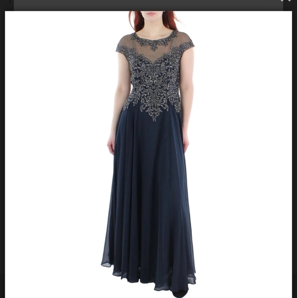 Xscape EMBELLISHED ILLUSION EVENING DRESS Size 6 - Picture 1 of 2